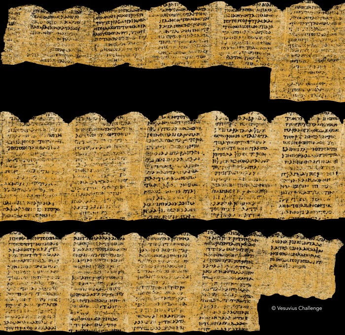  الذكاء الاصطناعي يفك رموز مخطوطة رومانية  متفحمة منذ ثوران بركان فيزوف! 